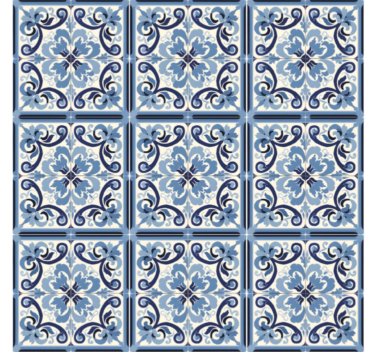 Cortina roller azul con estampado floral azul y blanco - TenVinilo