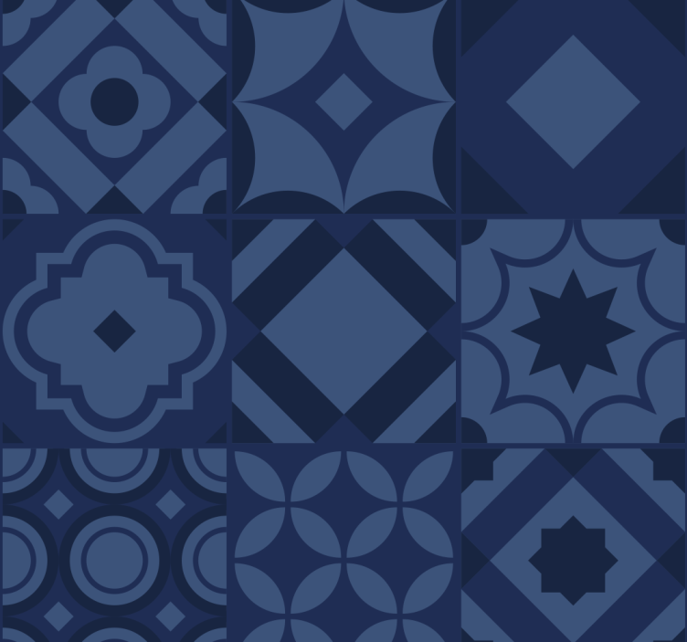 Cortina roller azul azulejos azul marino - TenVinilo