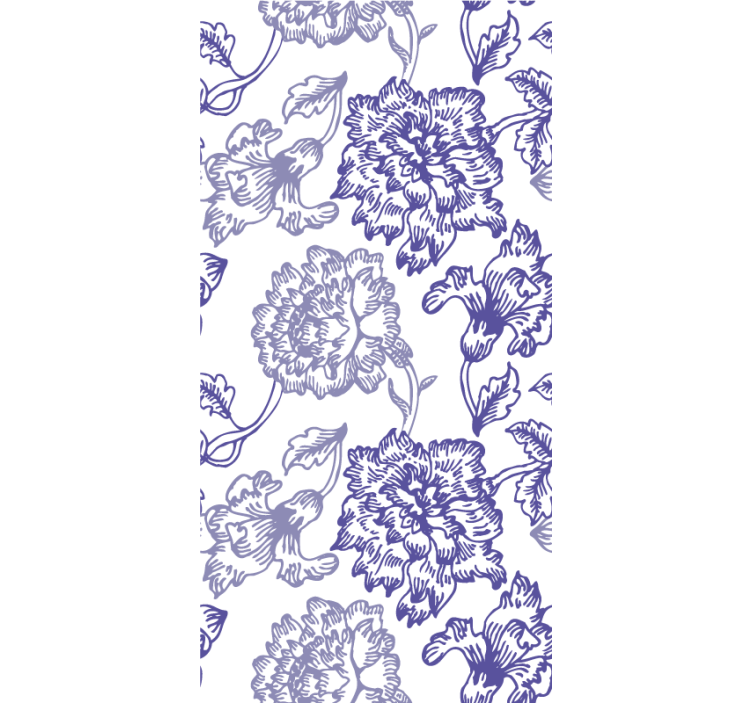 Cortina roller azul con elegantes patrones florales - TenVinilo