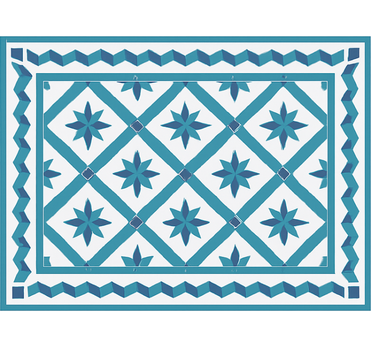 Cortina roller azul azulejos de estrellas geométricos - TenVinilo