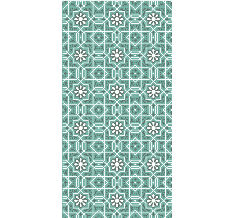 Cortina roller verde azulejos florales verdes - TenVinilo