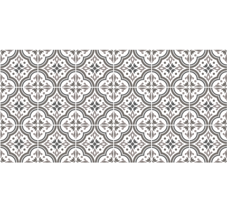 Cortina roller gris azulejos y flores - TenVinilo