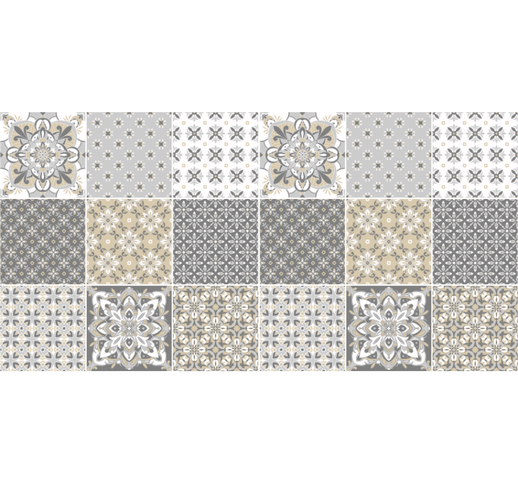 Cortina roller beige efecto azulejo marroquí - TenVinilo
