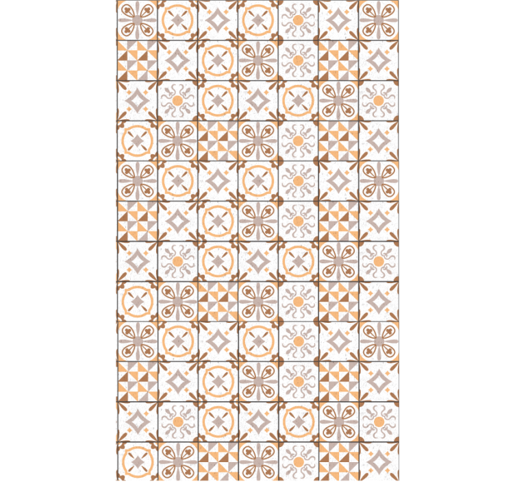Cortina roller beige con motivo de cuadrados marrones - TenVinilo