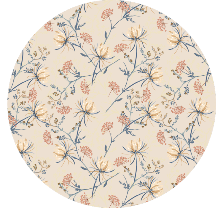 Cortina roller beige superficie de flores botánicas - TenVinilo