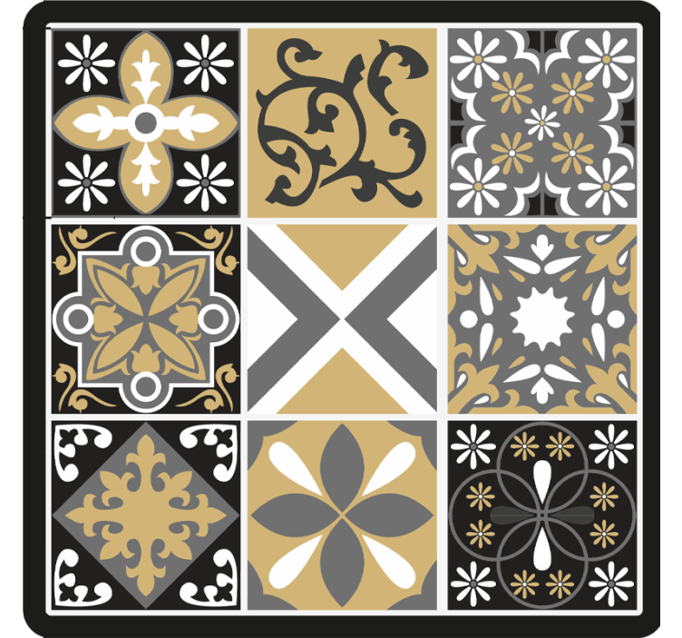 Cortina roller habitación azulejos de oro y plata - TenVinilo