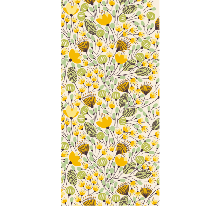 Cortina roller habitación encaje floral amarillo - TenVinilo