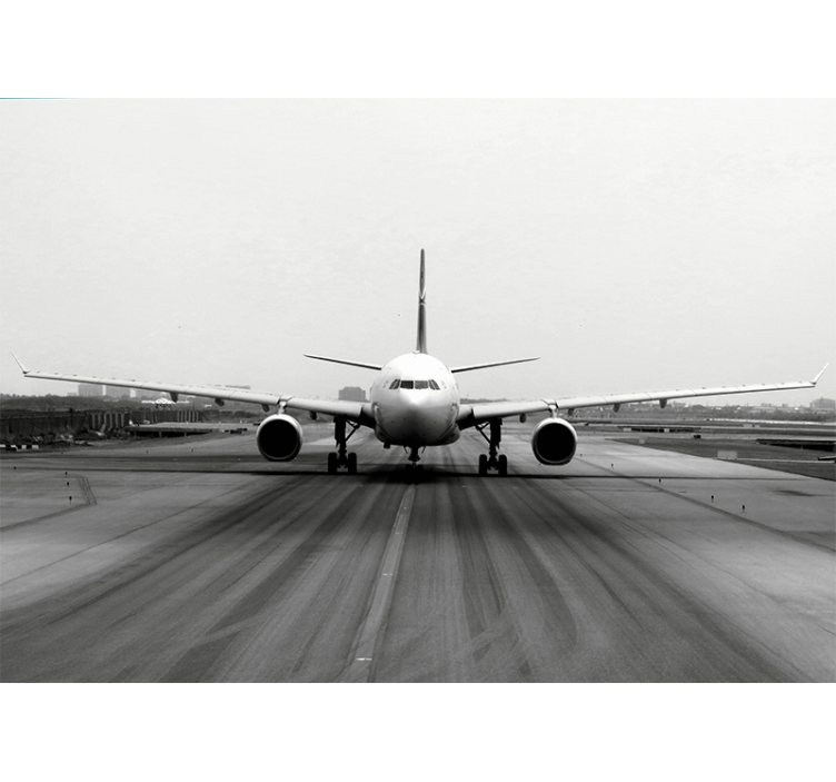 Cortina roller gris avión en la pista - TenVinilo