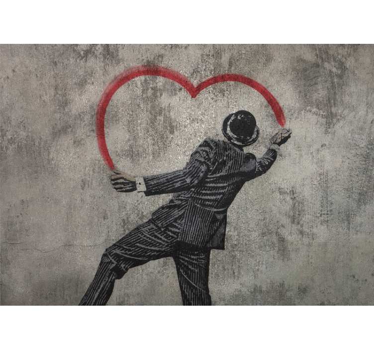 Cortina roller gris grafismo de corazón banksy - TenVinilo
