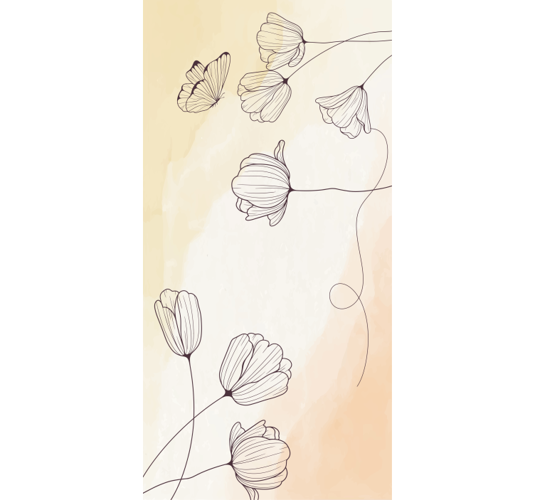 Cortina roller floral aquarella contorno floral - TenVinilo