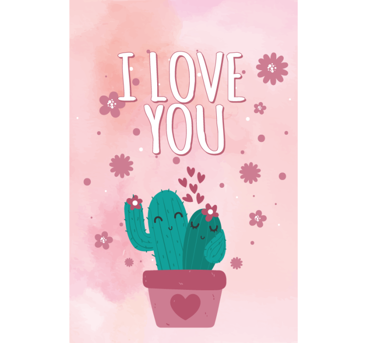 Estor enrollable rosa cactus frase "I love you" - TenVinilo