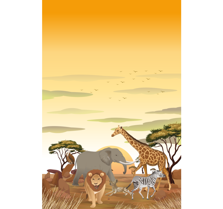 Estor animales Paisaje africano de dibujos animados - TenVinilo