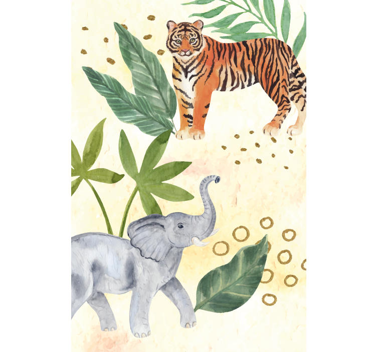 Cortina roller infantil encuentro con animales tropicales - TenVinilo