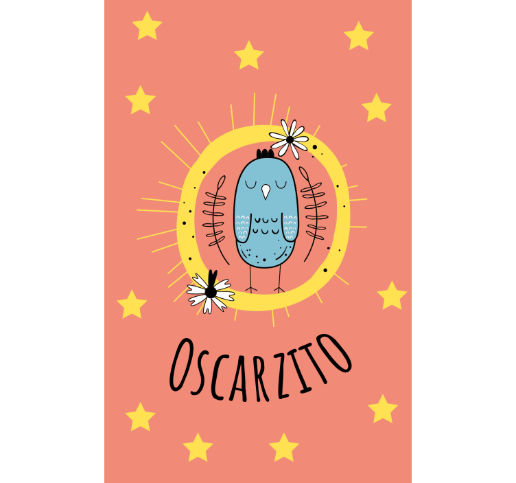 Cortina roller infantil pájaro azul con nombre - TenVinilo