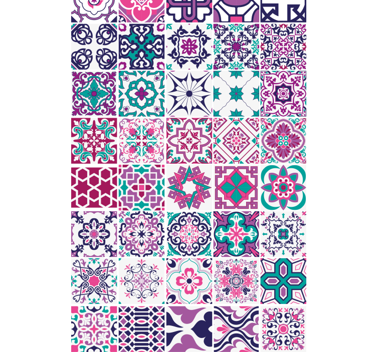 Estor baño Patrón de mosaico rosa marroquí - TenVinilo