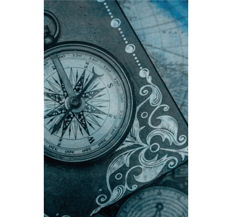 Estor mapamundi Vieja brújula en azul - TenVinilo