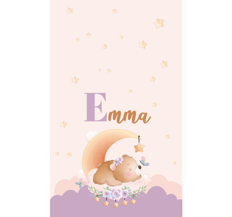 Cortina roller infantil oso dormido con nombre - TenVinilo