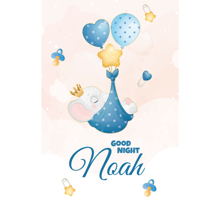 Cortina roller para bebé buenas noches elefante con nombre - TenVinilo