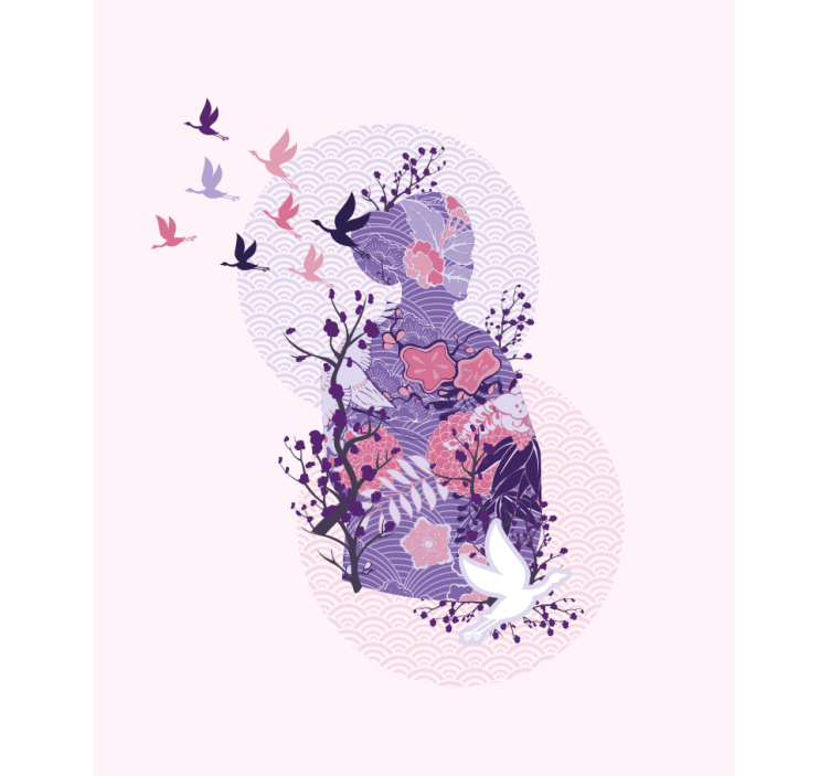 Cortina roller flores arte de silueta floral - TenVinilo