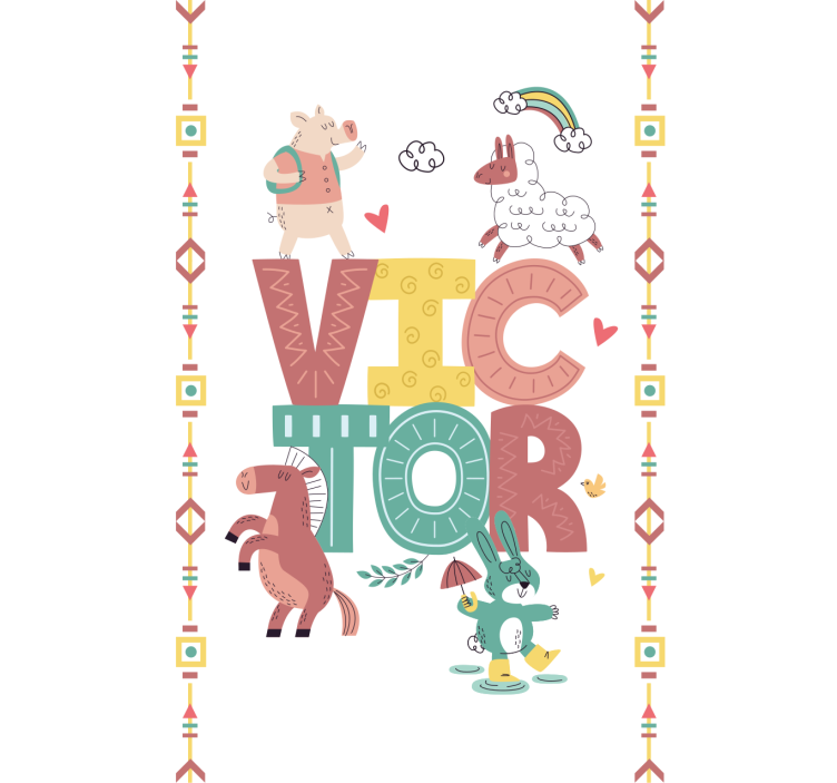 Cortina roller infantil animales boho con nombre - TenVinilo