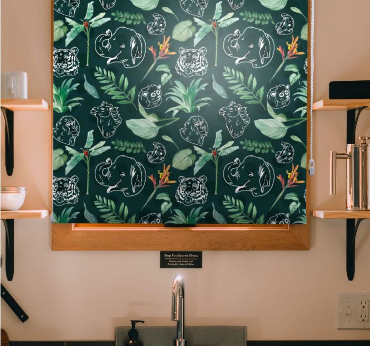 Cortina roller animales dibujo de animal floral - TenVinilo