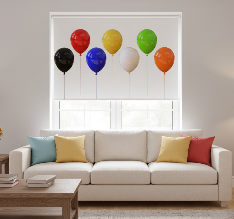 Cortina roller blanca globo 3d realista de colores - TenVinilo