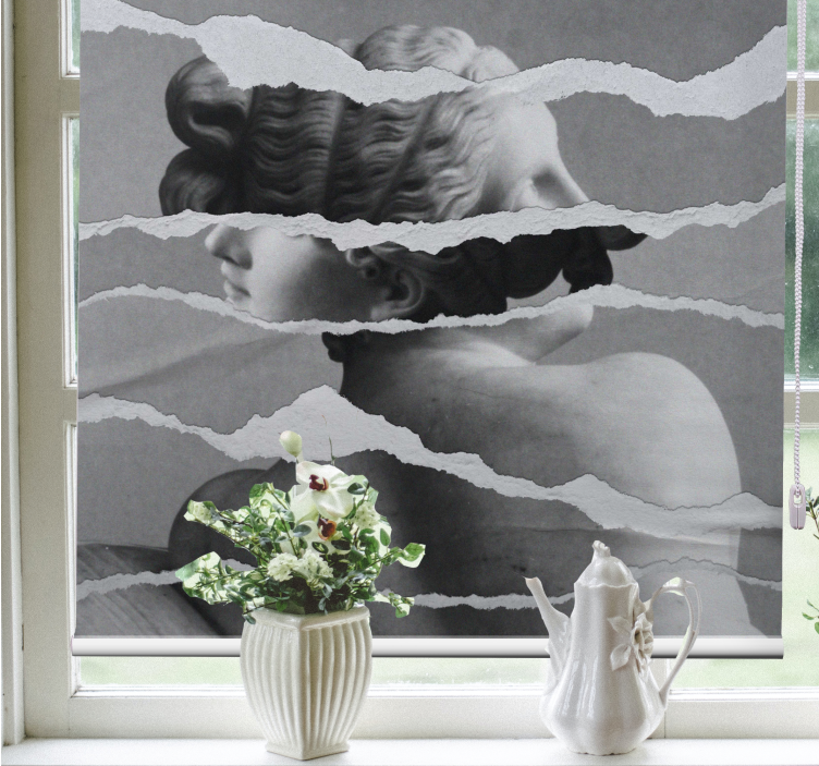 Cortina roller dibujos busto escultura homenaje - TenVinilo