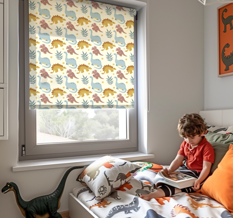 Cortina roller dinosaurios estilo minimalista - TenVinilo