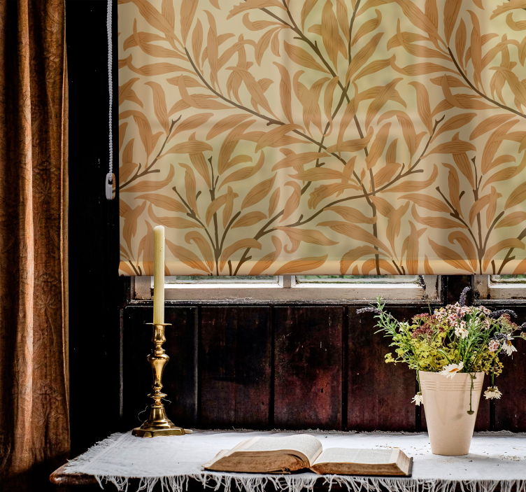 Cortina roller floral impresión de hoja botánica - TenVinilo