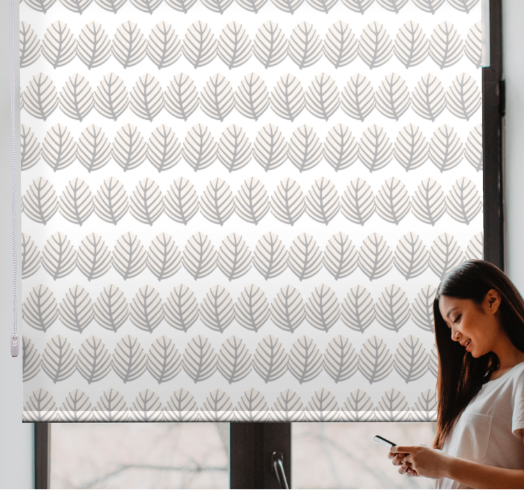 Cortina roller flores arreglo con motivos de follaje - TenVinilo