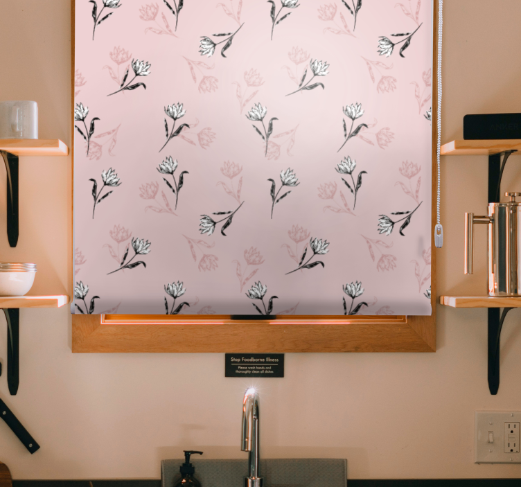 Cortina roller flores motivo de flores suaves - TenVinilo