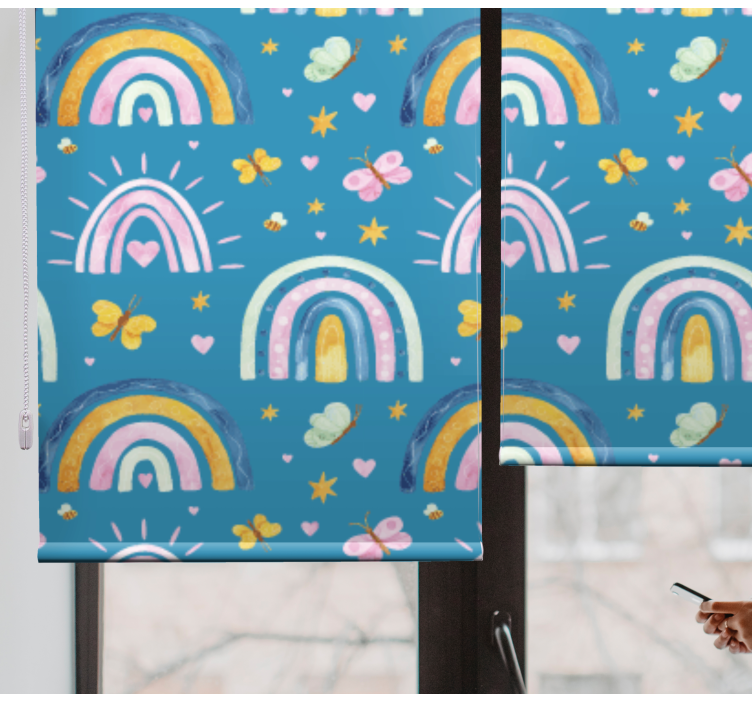 Cortina roller infantil diseño de mariposas arcoiris - TenVinilo