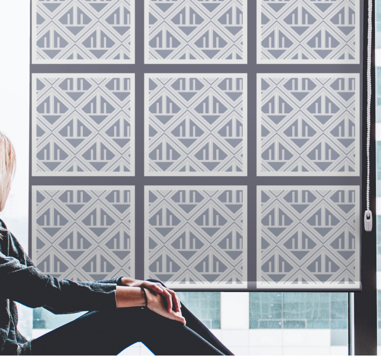 Cortina roller moderno secciones con patrones geométricos - TenVinilo