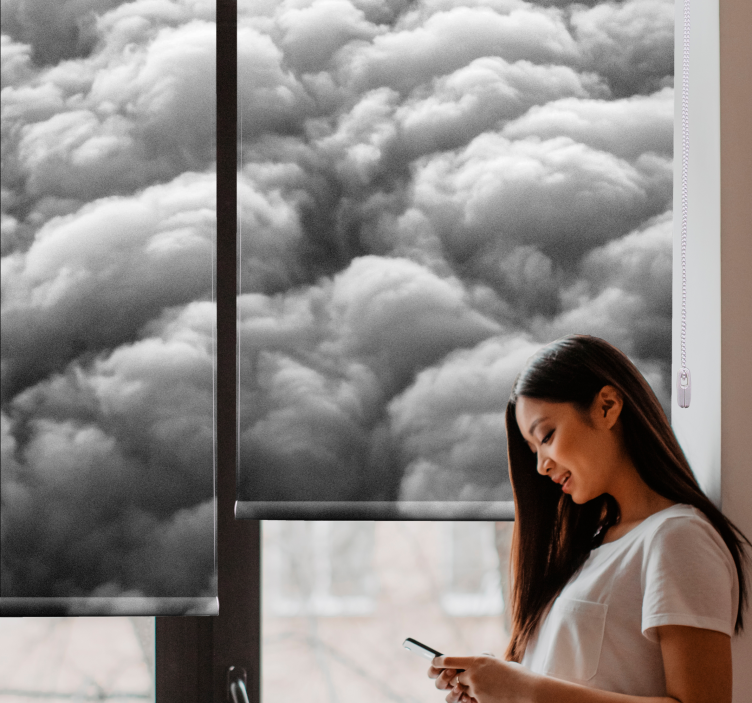 Cortina roller nubes patrón esponjoso - TenVinilo