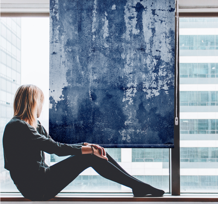 Cortina roller textura superficie azul desgastada - TenVinilo