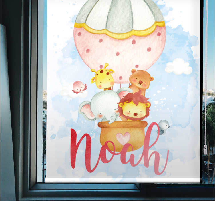 Estor dibujos Lindos animales volando en globos - TenVinilo