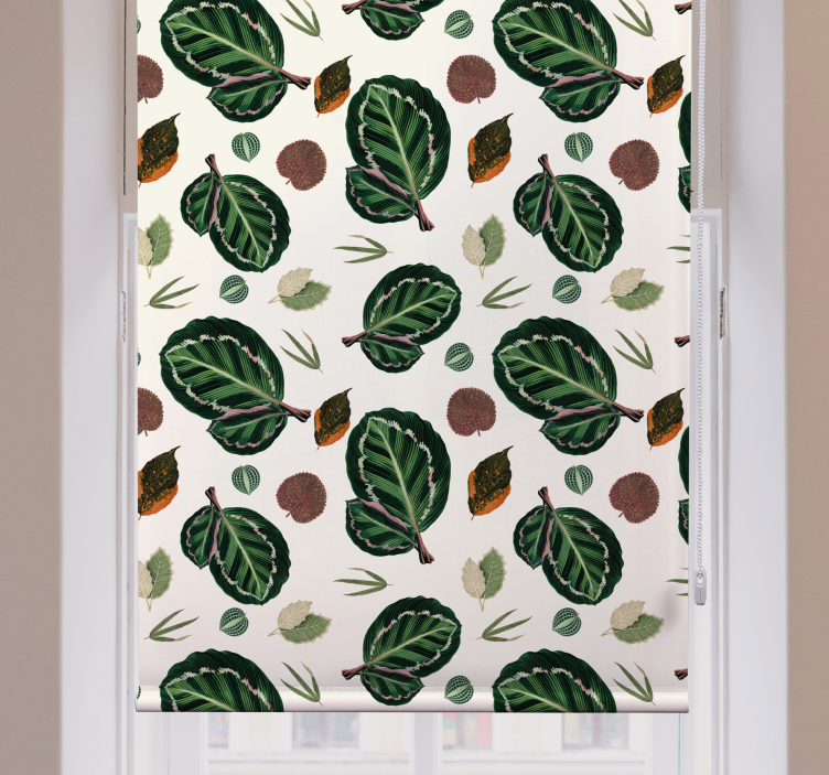 Estor flores Hojas de maranta verde - TenVinilo