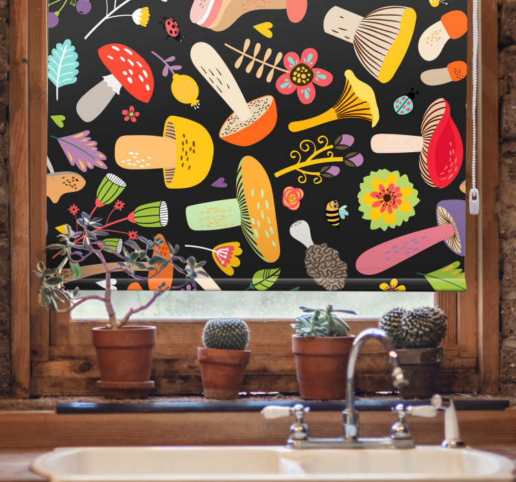 Estor flores Patrón de setas de otoño - TenVinilo