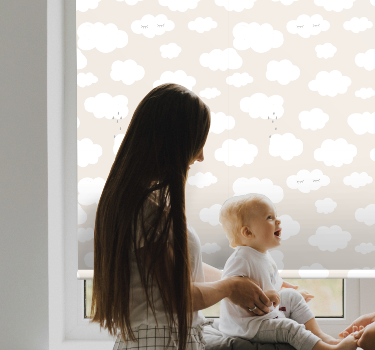 Estor enrollable nubes patrón beige - TenVinilo
