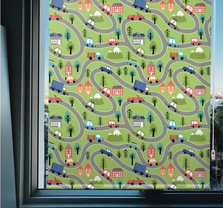 Estor infantil Coloridos coches de carreras callejeras - TenVinilo