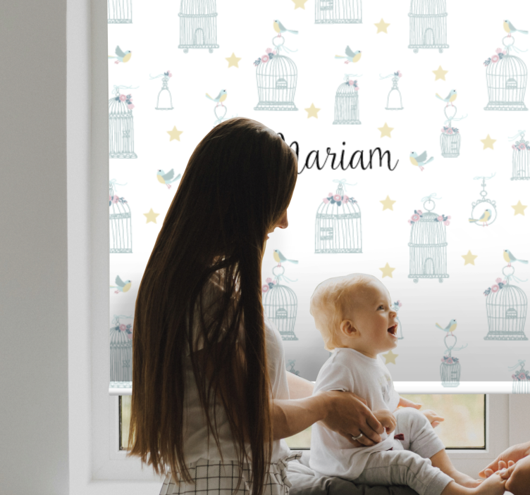 Estor personalizable Jaulas de pájaros nórdicos con estrellas - TenVinilo