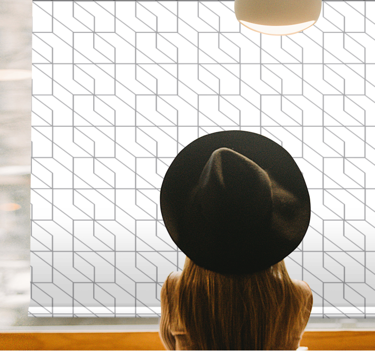 Estor textura Patrón geométrico minimalista cuadrado blanco - TenVinilo