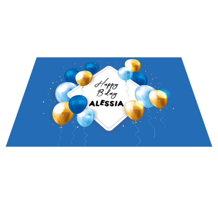 Manteles individuales con nombre Fiesta de globos y papeles con n - TenVinilo