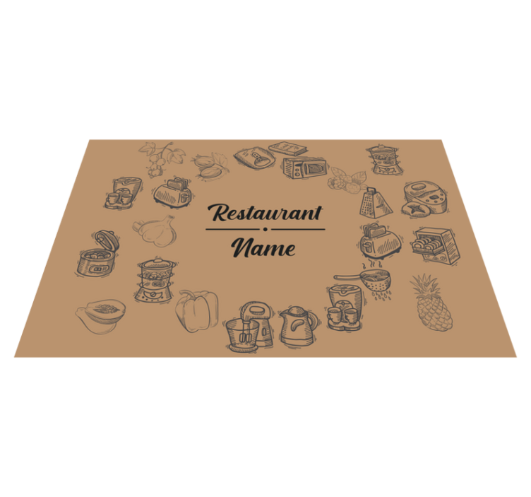 Mantel individual restaurante Nombre personalizable marrón con ve - TenVinilo