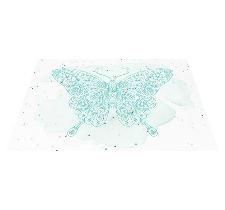 Manteles individuales de mariposa turquesa y mandala - TenVinilo