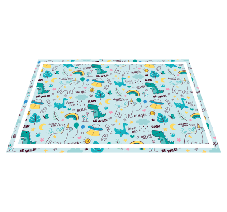 Individual de mesa infantil fantasía de dinosaurios colorida - TenVinilo
