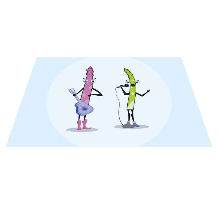 Individual de mesa infantil personajes vegetales musicales - TenVinilo