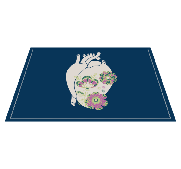 Mantel individual original Corazón anatómico con flores rojas - TenVinilo