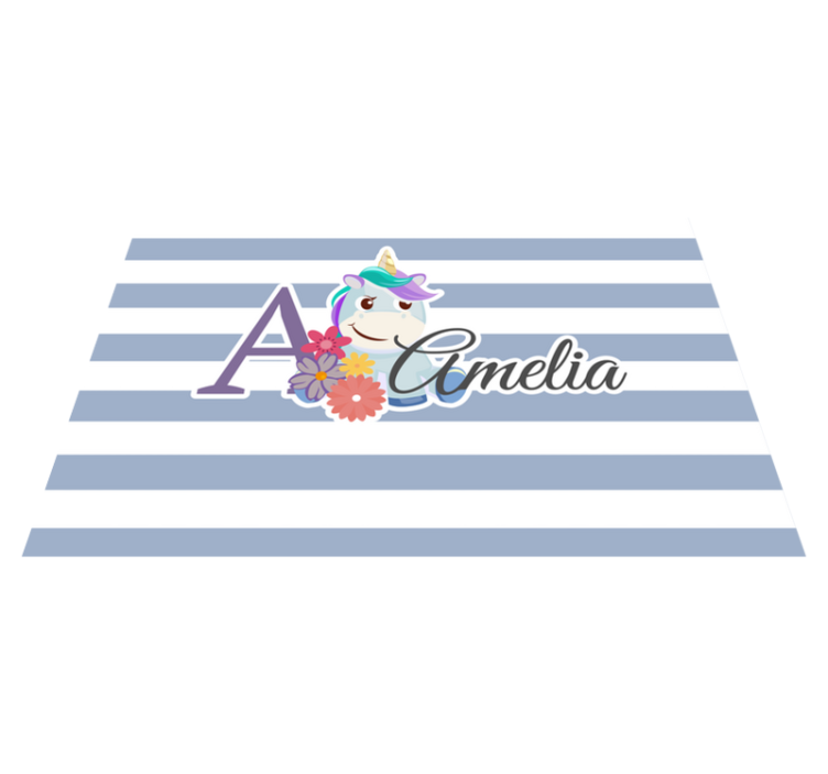 Individual de mesa infantil ilustración de nombre unicornio - TenVinilo