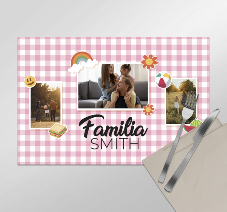 Mantel individual personalizable familia de picnic - TenVinilo